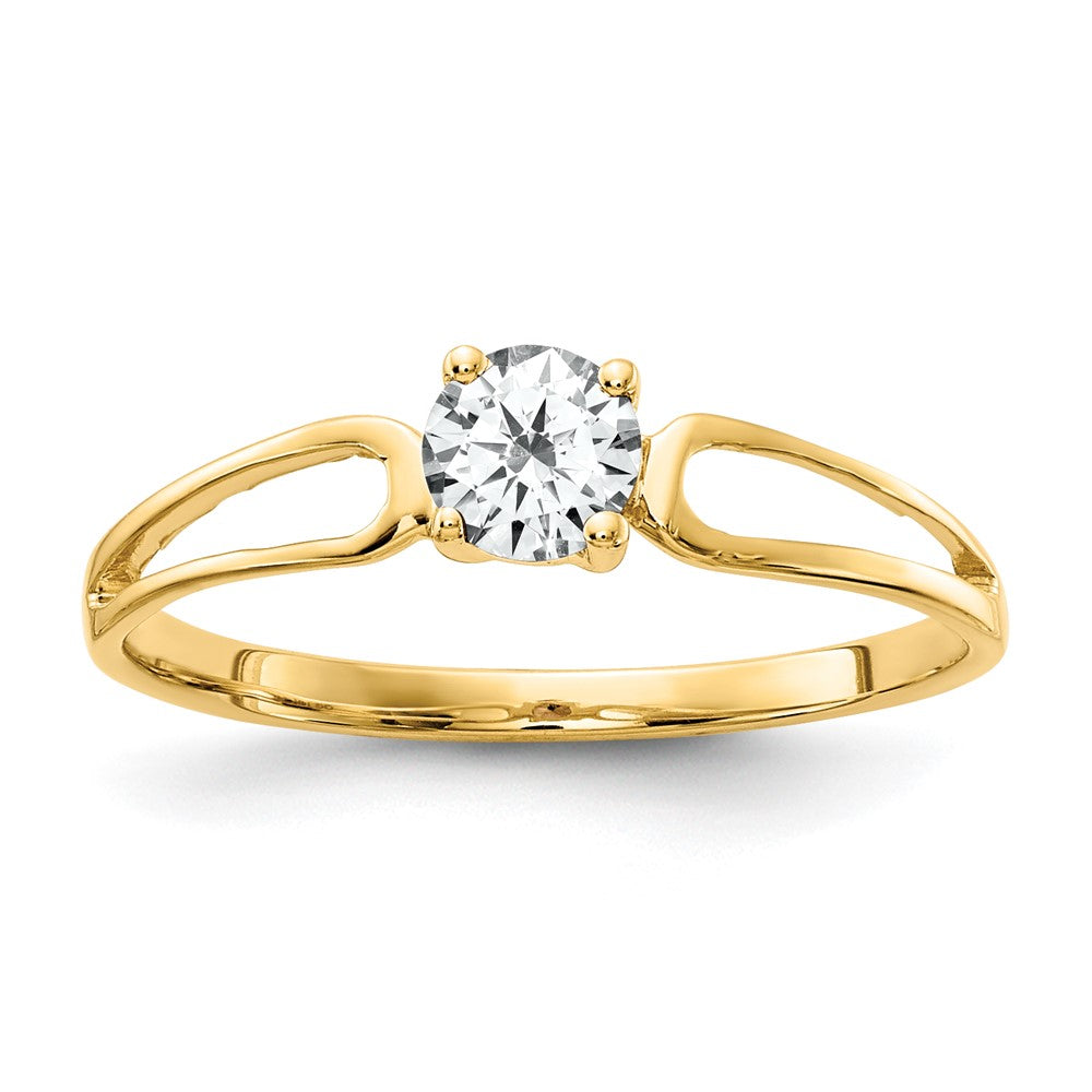 14k 4mm Round Cubic Zirconia Split Shank Ring