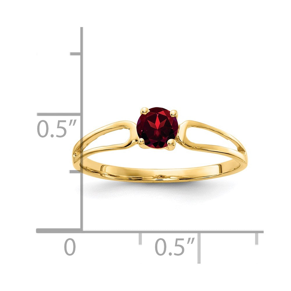14k 4mm Round Garnet Split Shank Ring