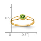 14k 4mm Round Peridot Split Shank Ring