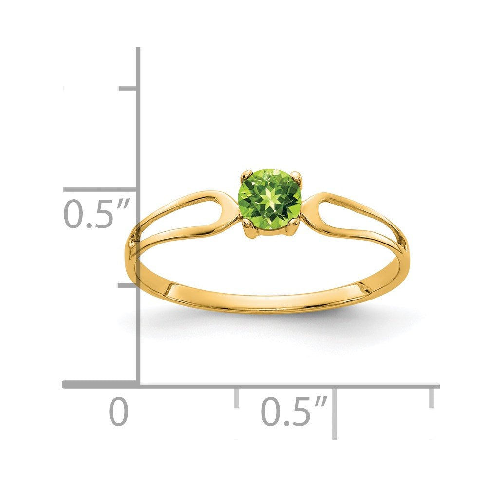 14k 4mm Round Peridot Split Shank Ring