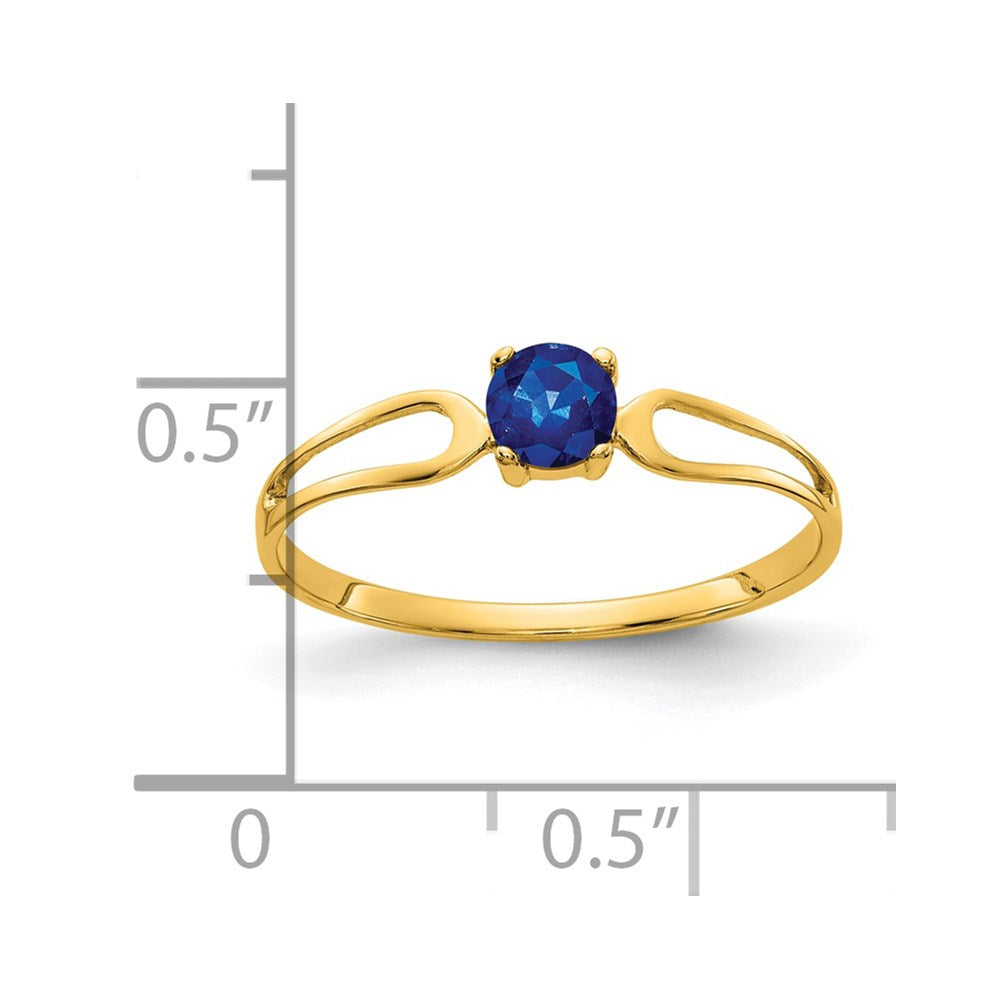14k 4mm Round Blue Sapphire Ring