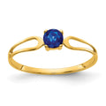 14k 4mm Round Blue Sapphire Ring