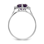 14k White Gold 7mm Heart Amethyst and 1/20 carat A Diamond Ring