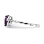 14k White Gold 7mm Heart Amethyst and 1/20 carat AA Diamond Ring