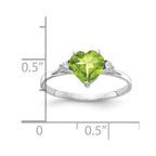 14k White Gold 7mm Heart Peridot and AA Diamond Ring