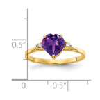 14k 7mm Heart Amethyst and AAA Diamond Ring