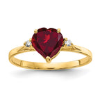 14k 7mm Heart Lab-Created Ruby and AA Diamond Ring