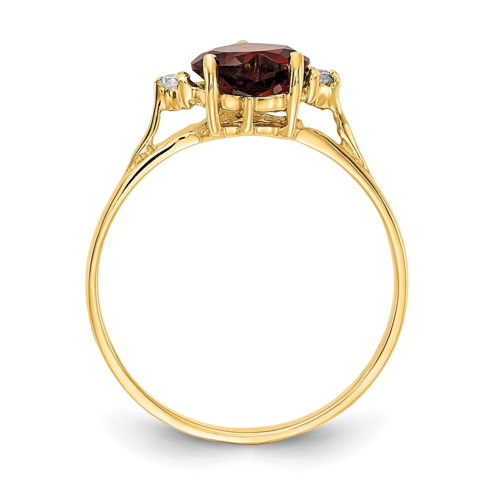 14k 7mm Heart Garnet and VS Diamond Ring