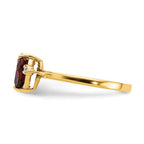 14k 7mm Heart Garnet and AAA Diamond Ring
