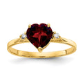 14k 7mm Heart Garnet and AA Diamond Ring