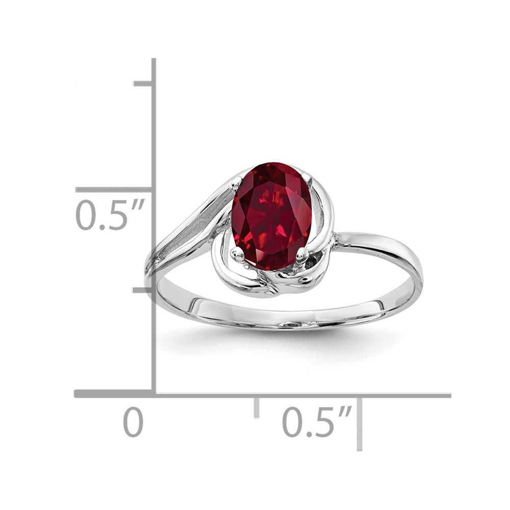 14k White Gold 7x5mm Oval Lab-Created Ruby Ring