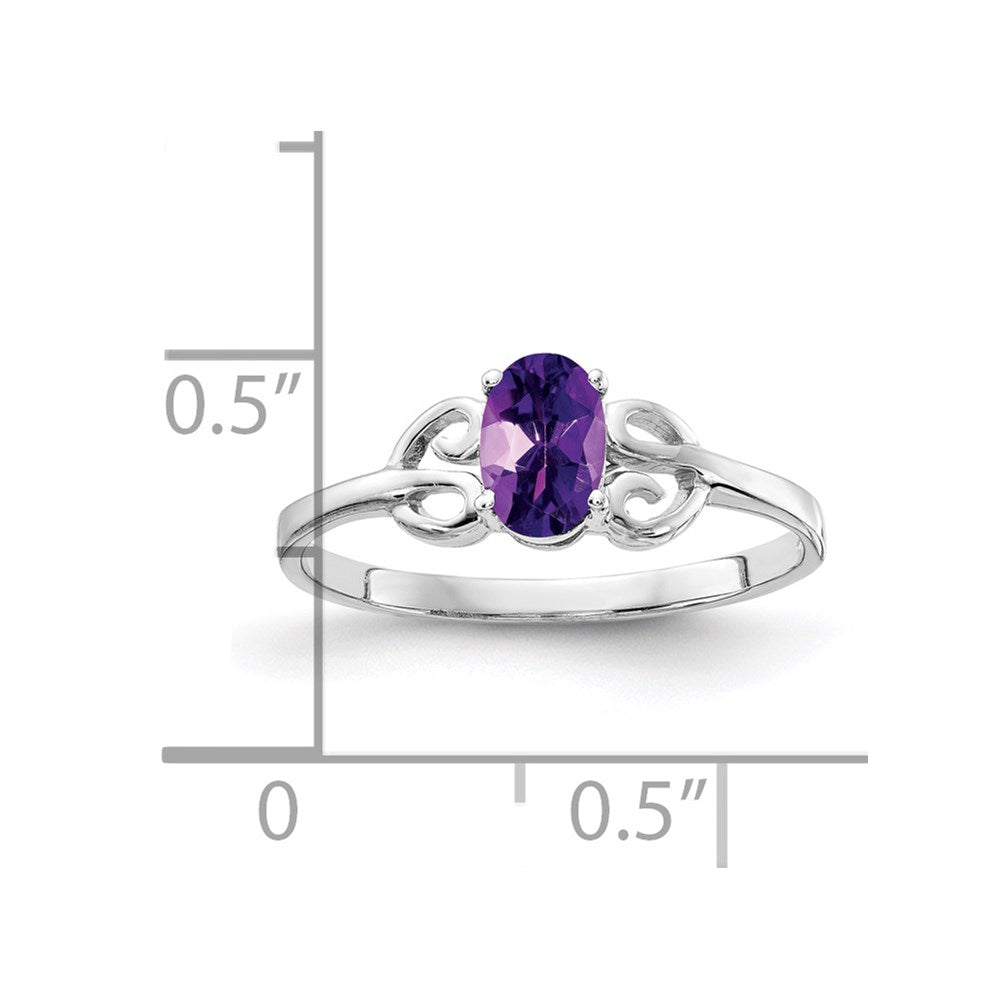 14k White Gold 6x4mm Oval Amethyst Ring
