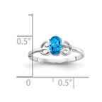 14k White Gold 6x4mm Oval Blue Topaz Ring