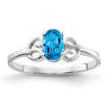 14k White Gold 6x4mm Oval Blue Topaz Ring