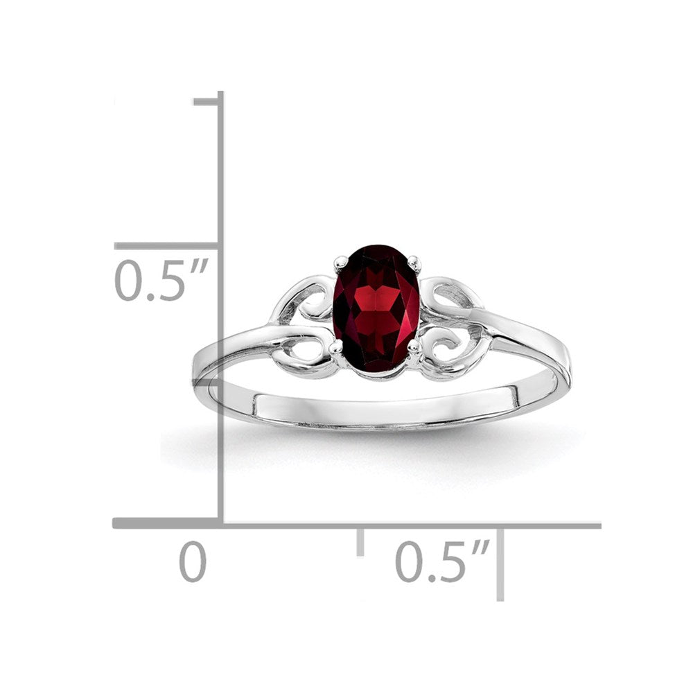 14k White Gold 6x4mm Oval Garnet Ring
