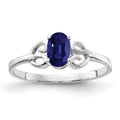 14k White Gold 6x4mm Oval Blue Sapphire Ring