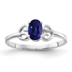 14k White Gold 6x4mm Oval Blue Sapphire Ring