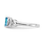 14k White Gold 6x3mm Marquise Blue Topaz and 1/20 carat AA Diamond Heart Shank Ring