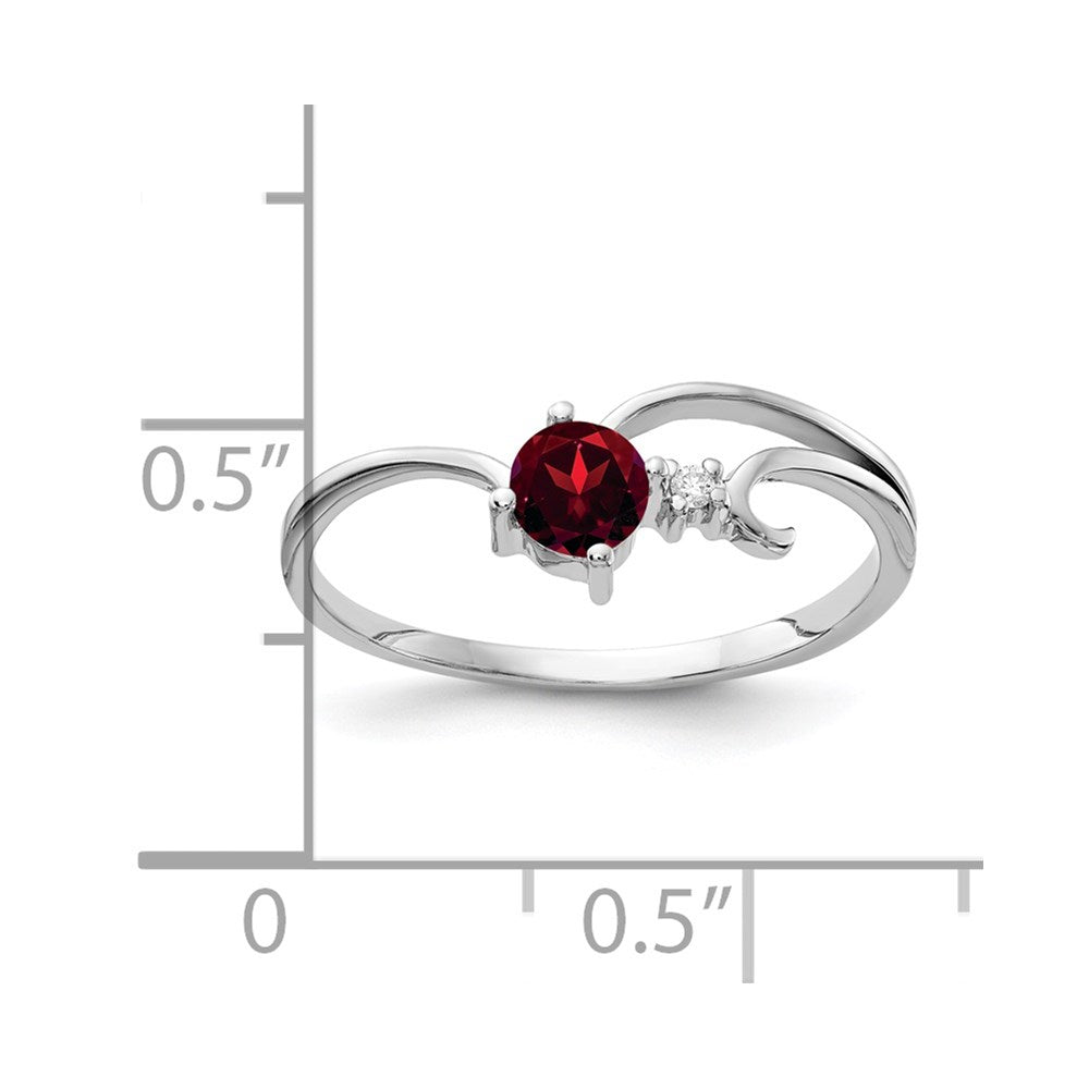 14k White Gold 4mm Round Garnet and AAA Diamond Ring