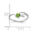 14k White Gold 4mm Round Peridot and AA Diamond Ring