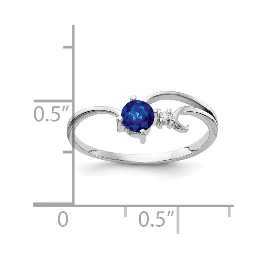 14k White Gold 4mm Blue Sapphire and AA Diamond Ring