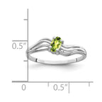 14k White Gold 5x3mm Oval Peridot Wave Ring