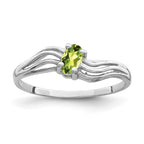 14k White Gold 5x3mm Oval Peridot Wave Ring