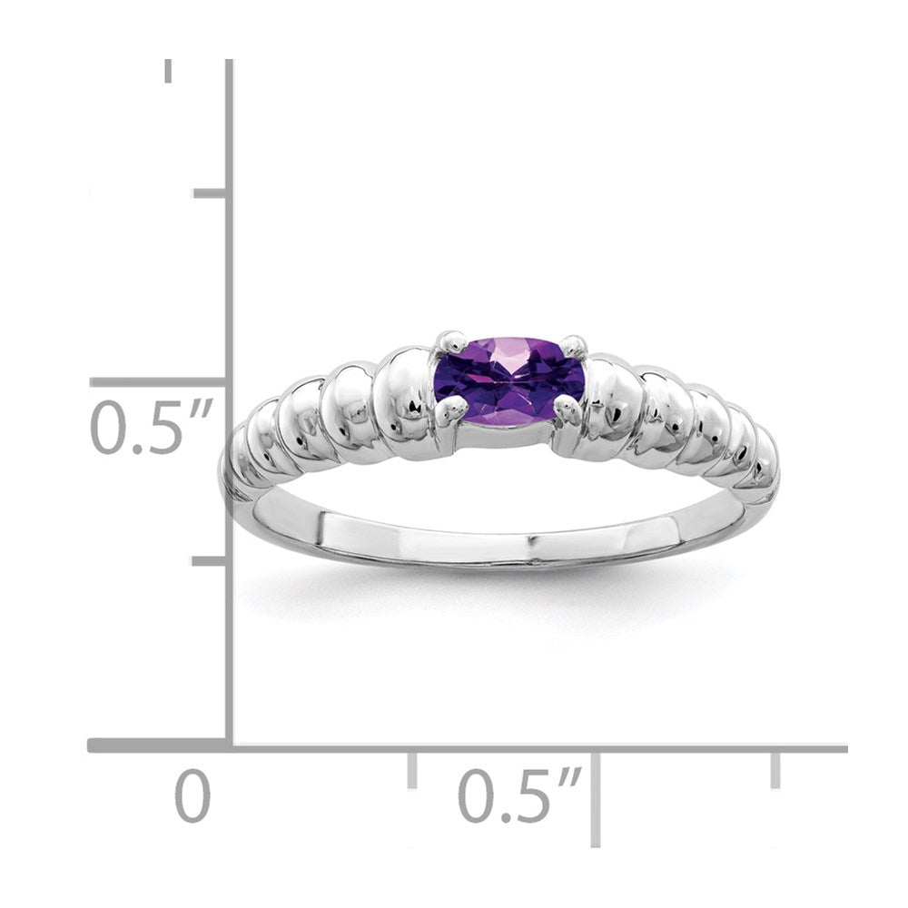 14k White Gold 5x3mm Oval Amethyst East-West Ring
