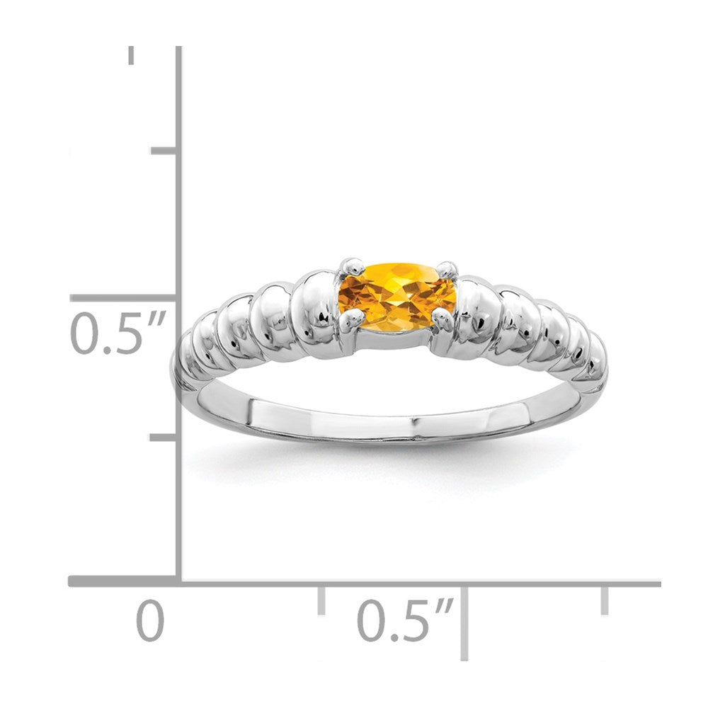 14k White Gold 5x3mm Oval Citrine East-West Ring