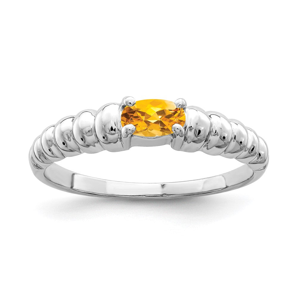 14k White Gold 5x3mm Oval Citrine East-West Ring