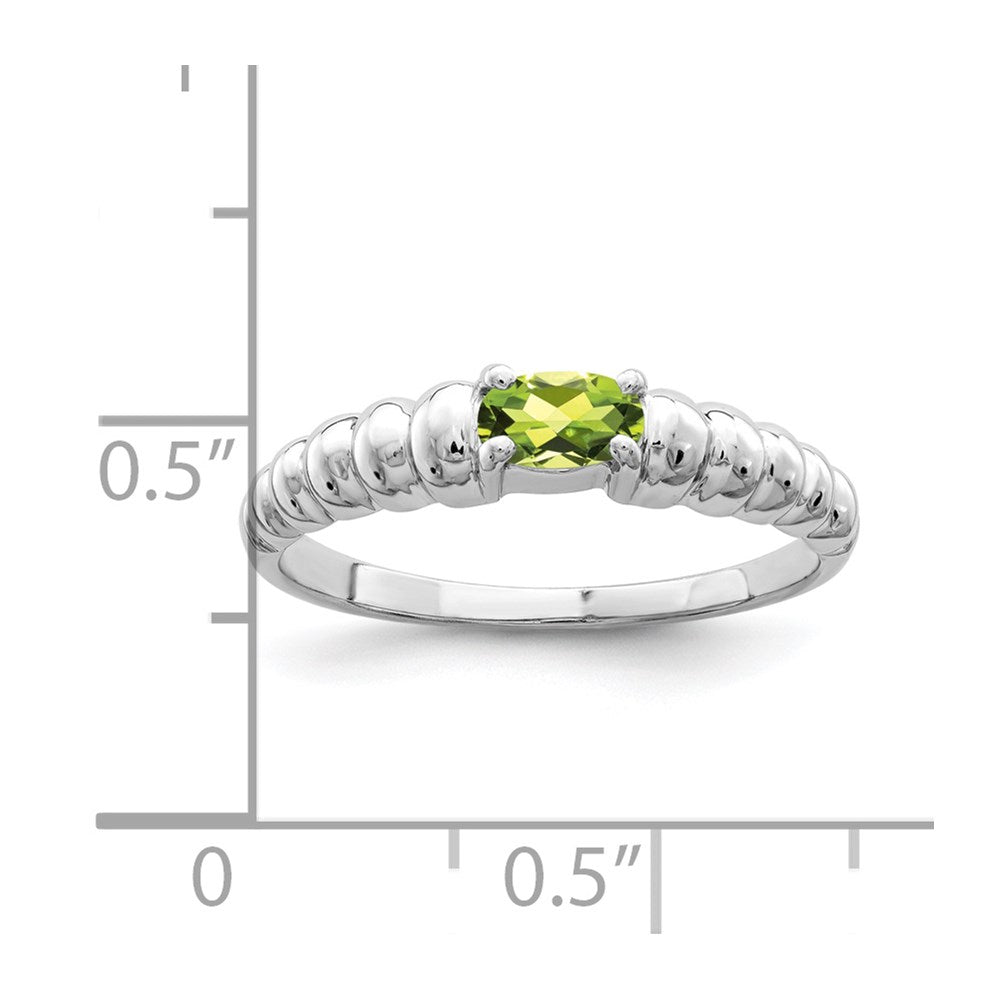 14k White Gold 5x3mm Oval Peridot East-West Ring