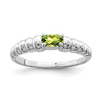 14k White Gold 5x3mm Oval Peridot East-West Ring