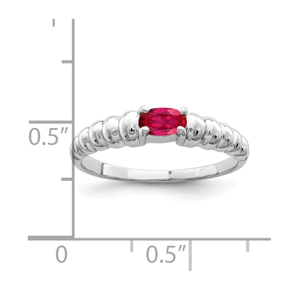 14k White Gold 5x3mm Oval Ruby East-West Ring