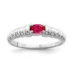 14k White Gold 5x3mm Oval Ruby East-West Ring