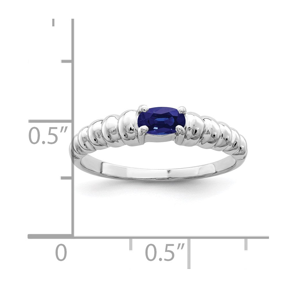 14k White Gold 5x3mm Oval Blue Sapphire East-West Ring