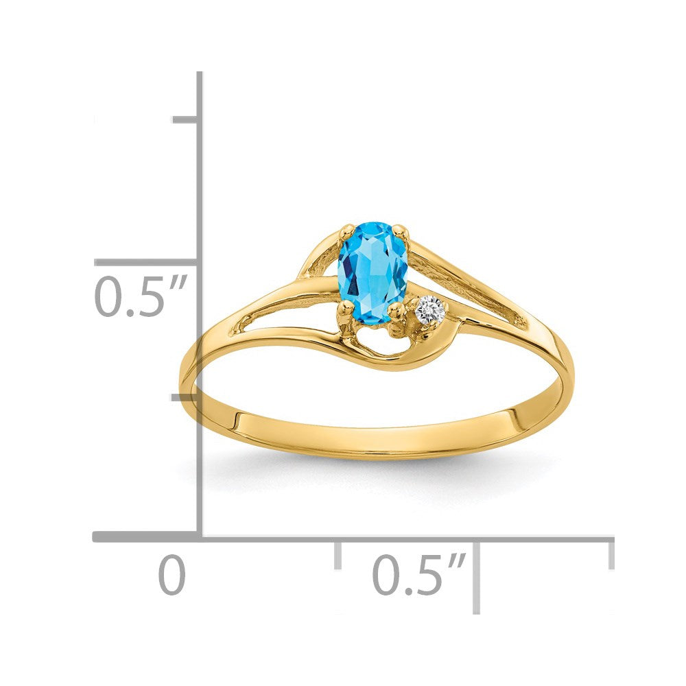 14k 5x3mm Oval Blue Topaz and A Diamond Ring