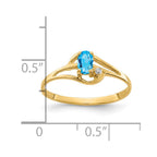 14k 5x3mm Oval Blue Topaz and A Diamond Ring