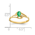 14k 5x3mm Oval Emerald and AA Diamond Ring