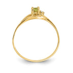 14k 5x3mm Oval Peridot and VS Diamond Ring