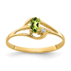 14k 5x3mm Oval Peridot and VS Diamond Ring