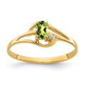 14k 5x3mm Oval Peridot and AA Diamond Ring