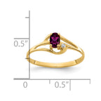 14k 5x3mm Oval Rhodolite Garnet and AA Diamond Ring