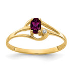 14k 5x3mm Oval Rhodolite Garnet and AA Diamond Ring