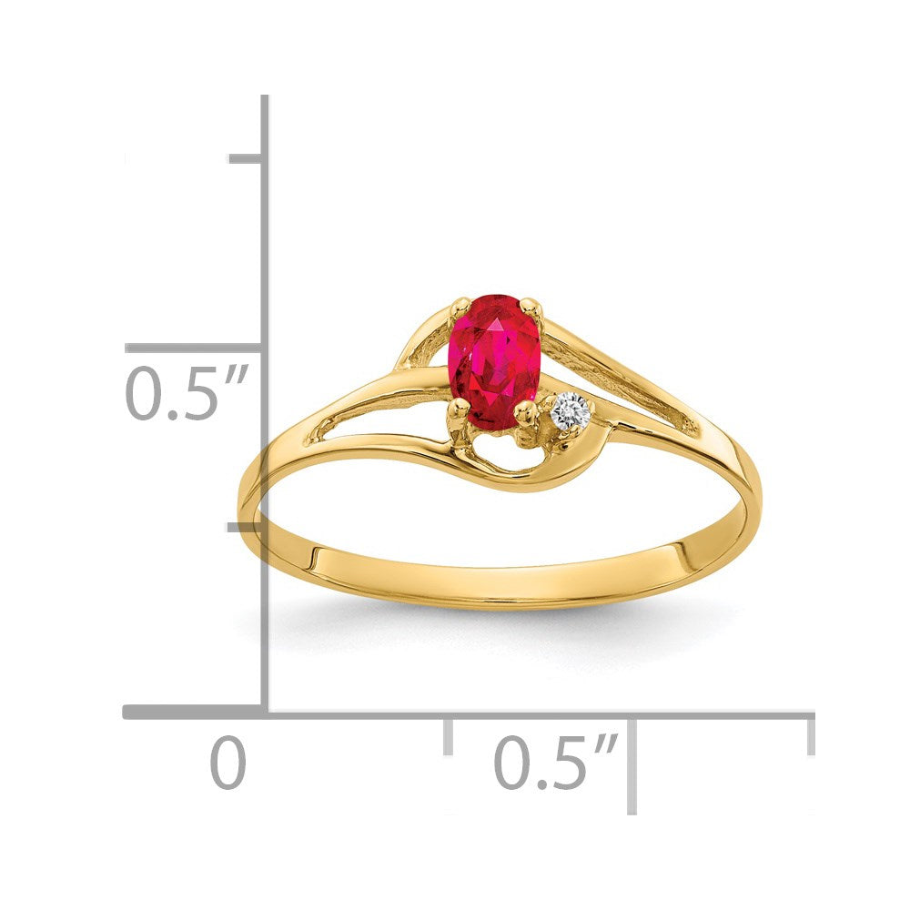14k 5x3mm Oval Ruby and VS Diamond Ring