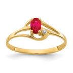 14k 5x3mm Oval Ruby and AAA Diamond Ring