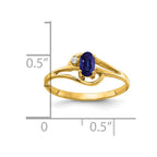 14k 5x3mm Oval Blue Sapphire and AA Diamond Ring