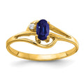 14k 5x3mm Oval Blue Sapphire and AAA Diamond Ring