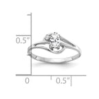 14k White Gold 5x3mm Oval Cubic Zirconia and AA Diamond Ring