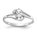 14k White Gold 5x3mm Oval Cubic Zirconia and AA Diamond Ring