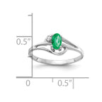 14k White Gold 5x3mm Oval Emerald and AAA Diamond Ring